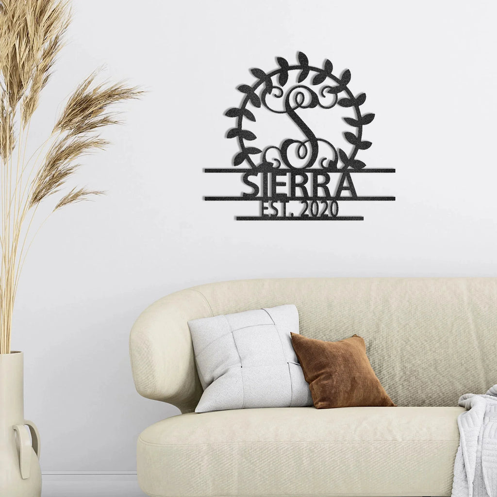 Custom Crest Metal Wall Sign – Personalized Family Name, Monogram, and Established Year – Made in the USA – 5 Sizes & Colors