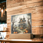Midnight Manor: Premium Acrylic Halloween Plaque Haunted House Lighted Table-top Decor