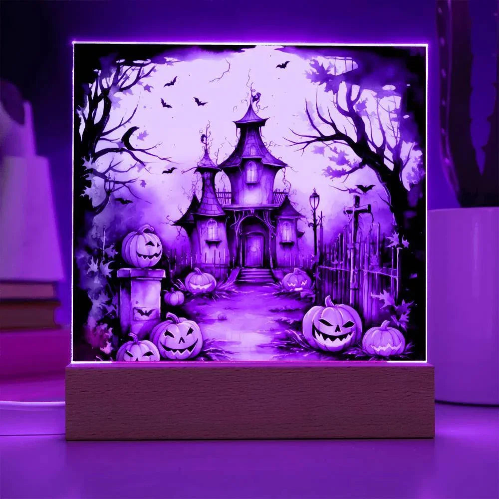 Midnight Mansion: Spooky Acrylic Plaque Decor for Halloween Ghouls