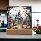 Midnight Mansion: Spooky Acrylic Plaque Decor for Halloween Ghouls