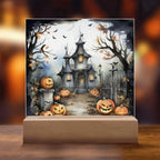 Midnight Mansion: Spooky Acrylic Plaque Decor for Halloween Ghouls