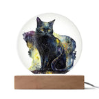 Midnight Purr: Black Cat's Acrylic Plaque Halloween Decor