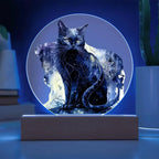 Midnight Purr: Black Cat's Acrylic Plaque Halloween Decor
