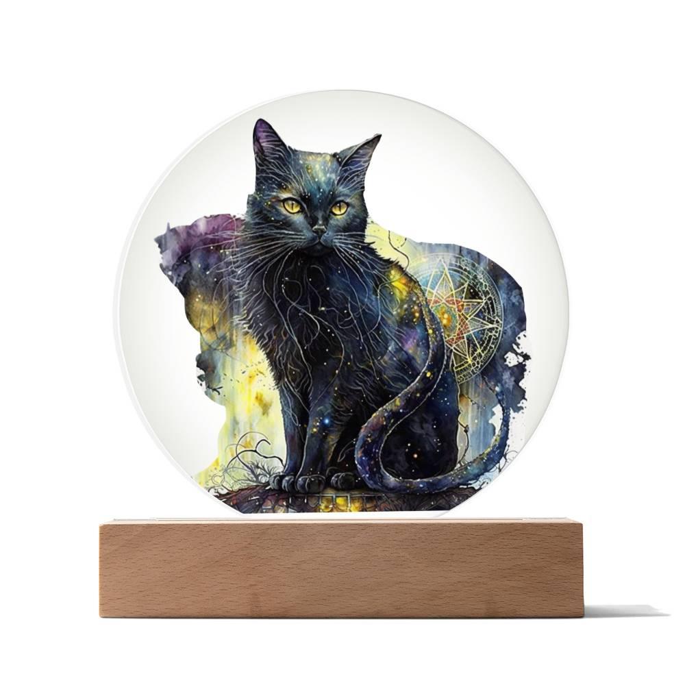 Midnight Purr: Black Cat's Acrylic Display - Mallard Moon Gift Shop