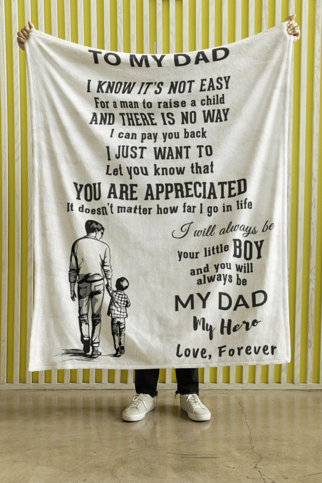 To My Dad - I Will Always Be Your Little Boy Personalized Jersey Fleece Blanket