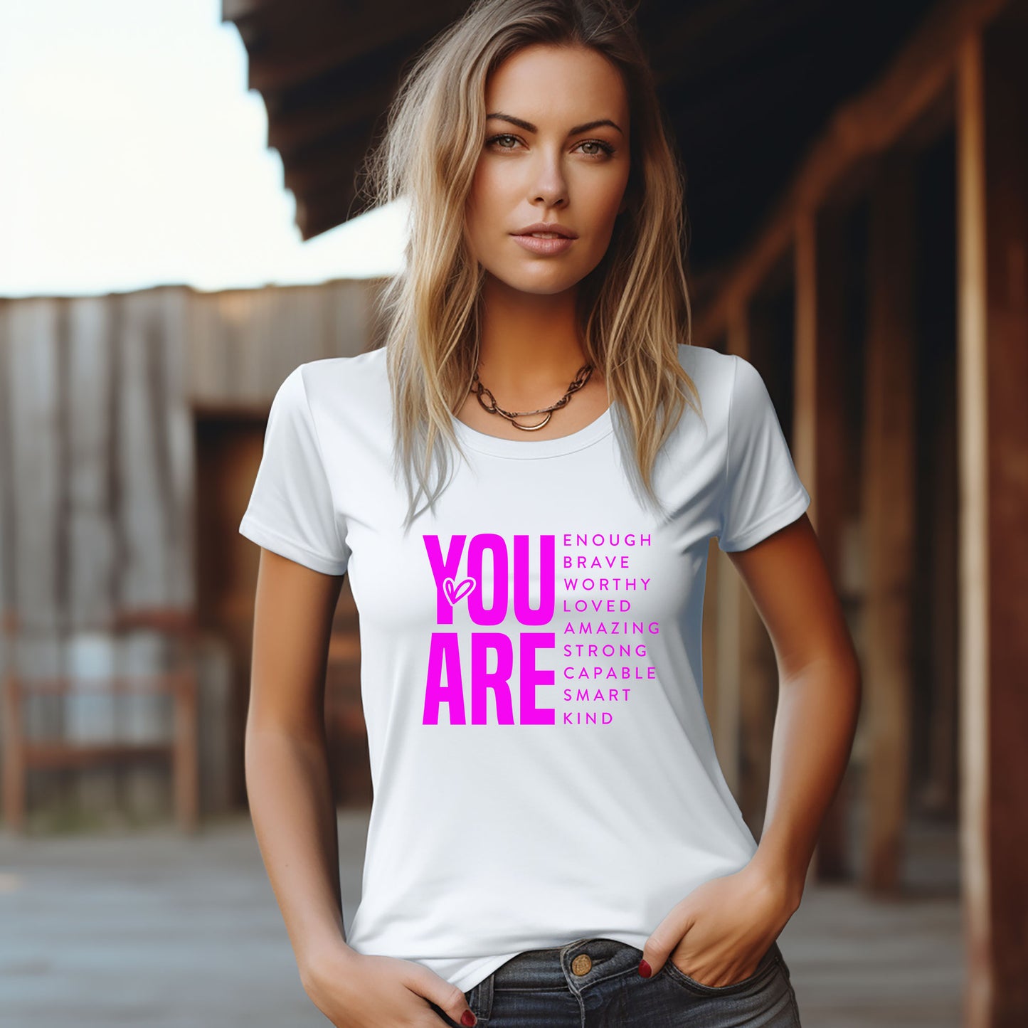 Inspirational Quote T-Shirt for Daughters,Women – You Are Enough, Brave & Loved – Motivational Unisex Tee - Mallard Moon Gift Shop