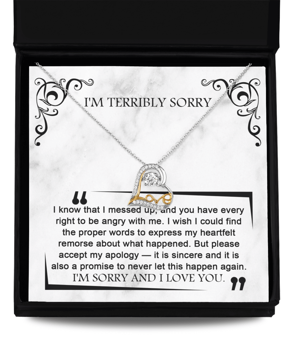 Apology Gift for Girlfriend, Wife, Soulmate - Sorry, Angry With Me - Love Dancing Heart Pendant Necklace - Mallard Moon Gift Shop