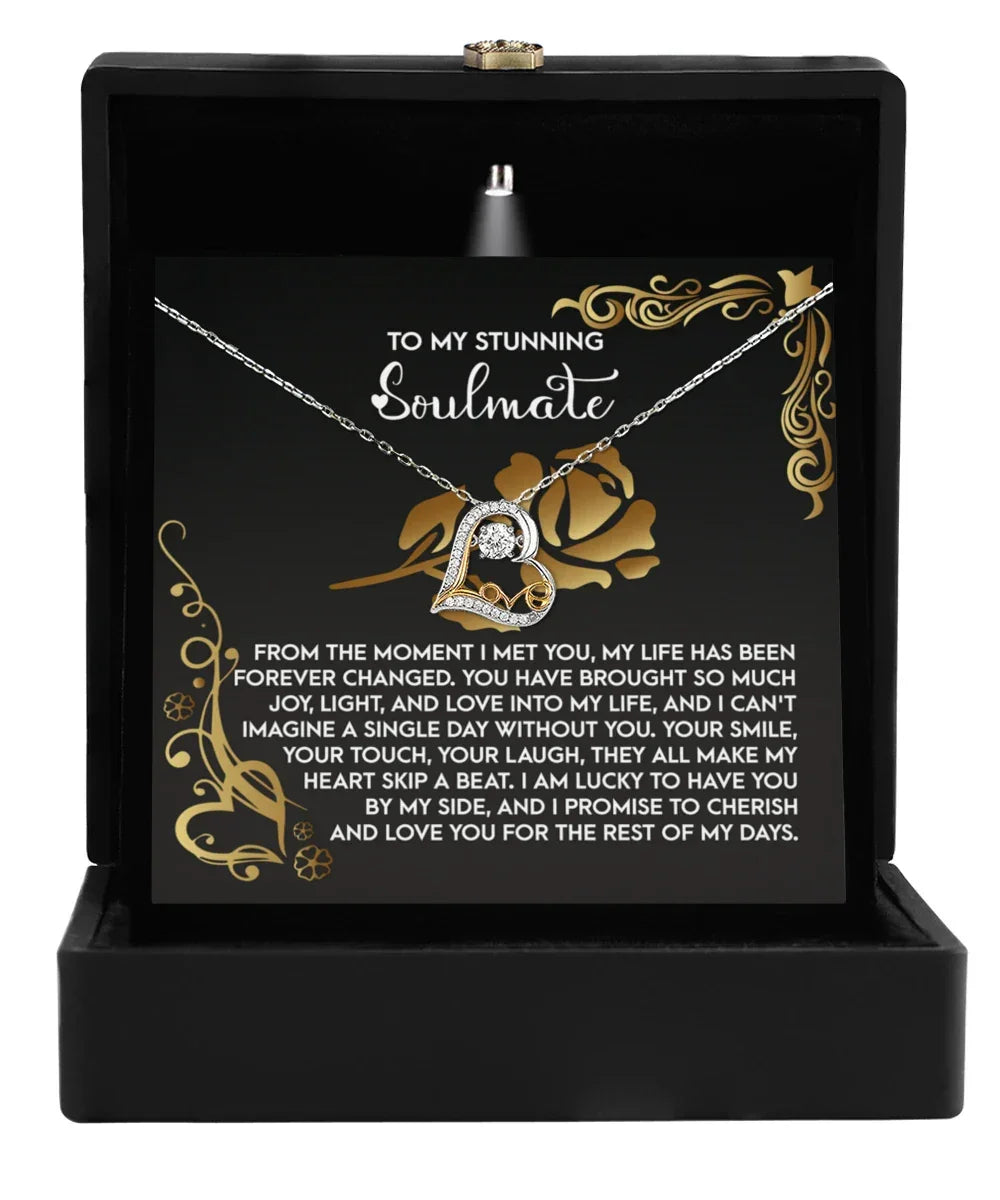 To My Stunning Soulmate - Love Dancing Heart Necklace – A Romantic Gift to Celebrate Joy, Love, and Forever Devotion