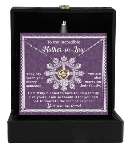 Mother-in-Law Gift I am Truly Blessed for the Memories Ahead Cross Pendant Necklace - Mallard Moon Gift Shop