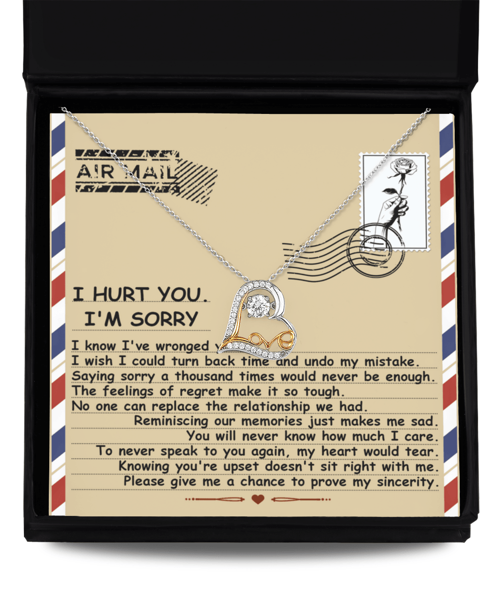 Apology Gift for Girlfriend, Wife, Soulmate - Sorry, Makes Me Sad - Love Dancing Heart Pendant Necklace - Mallard Moon Gift Shop