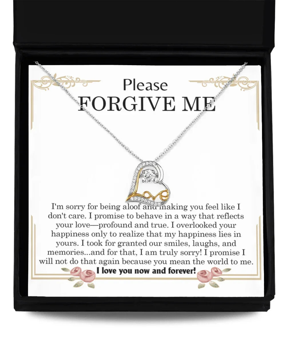 Apology Gift for Girlfriend, Wife - Sorry, Profound And True - Love Heart Pendant Necklace