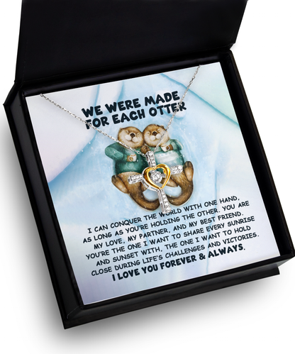 Soulmate, Wife, Girlfriend Romantic Gift - Made For Each Otter -Dancing Cross Pendant Necklace - Mallard Moon Gift Shop