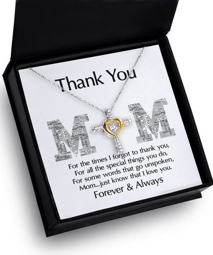 Gift for Mom - Thank You For Everything You Do Cross Pendant Necklace - Mallard Moon Gift Shop