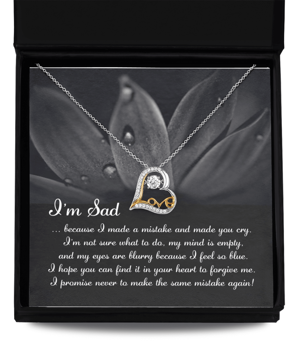 Apology Gift for Girlfriend, Wife, Soulmate - Sorry, Feel So Blue - Love Dancing Heart Pendant Necklace - Mallard Moon Gift Shop