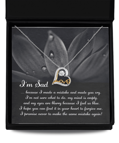 Apology Gift for Girlfriend, Wife, Soulmate - Sorry, Feel So Blue - Love Dancing Heart Pendant Necklace - Mallard Moon Gift Shop