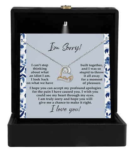 Apology Gift for Girlfriend, Wife, Soulmate - Sorry, Through My Eyes - Love Dancing Heart Pendant Necklace - Mallard Moon Gift Shop