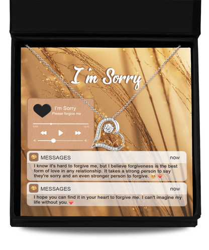 Apology Gift for Girlfriend, Wife, Soulmate - Sorry, Person To Forgive - Love Heart Pendant Necklace - Mallard Moon Gift Shop