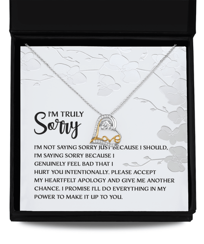Apology Gift for Girlfriend, Wife, Soulmate - Sorry, Feel Bad - Love Dancing Heart Pendant Necklace - Mallard Moon Gift Shop