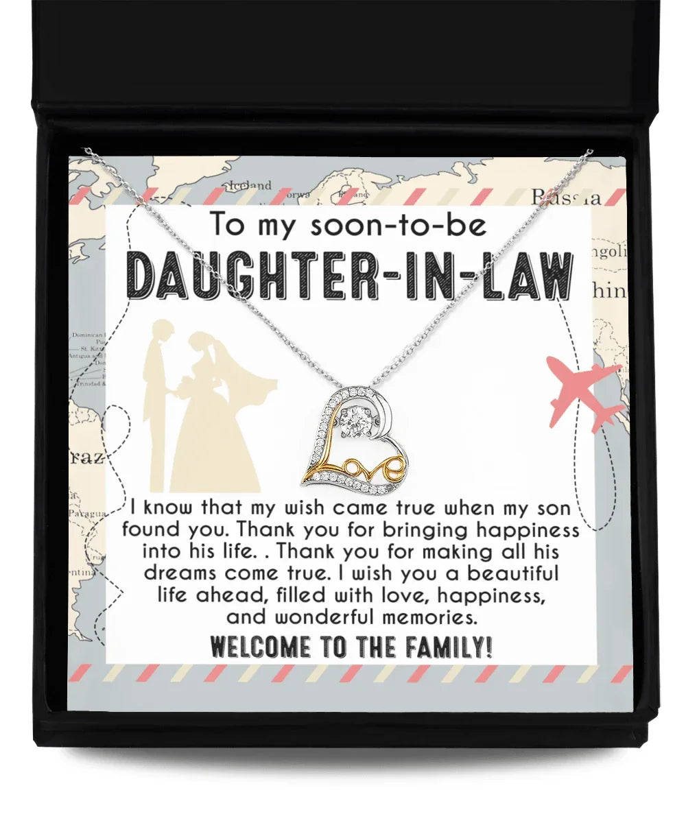 To My Soon-to-be Daughter-in-law Welcome to the Family Wedding Gift Love Dancing Heart Pendant Necklace