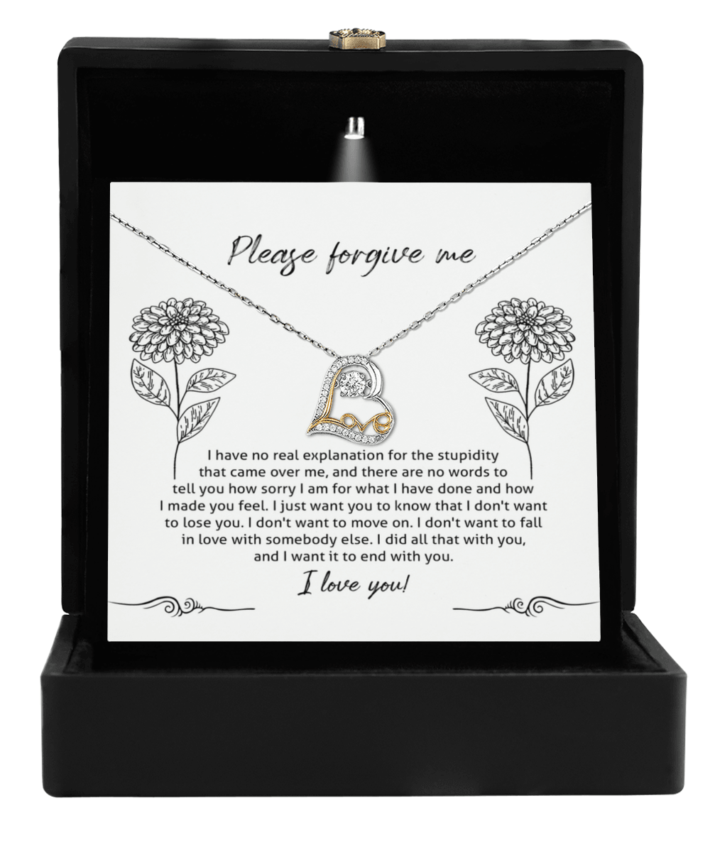 Apology Gift for Girlfriend, Wife, Soulmate - Sorry, Real Explanation - Love Dancing Heart Pendant Necklace - Mallard Moon Gift Shop