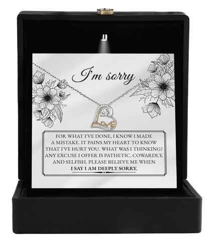 Apology Gift for Girlfriend, Wife, Soulmate - Sorry, Made A Mistake - Love Dancing Heart Pendant Necklace - Mallard Moon Gift Shop