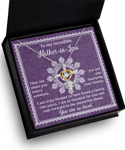 Mother-in-Law Gift I am Truly Blessed for the Memories Ahead Cross Pendant Necklace - Mallard Moon Gift Shop