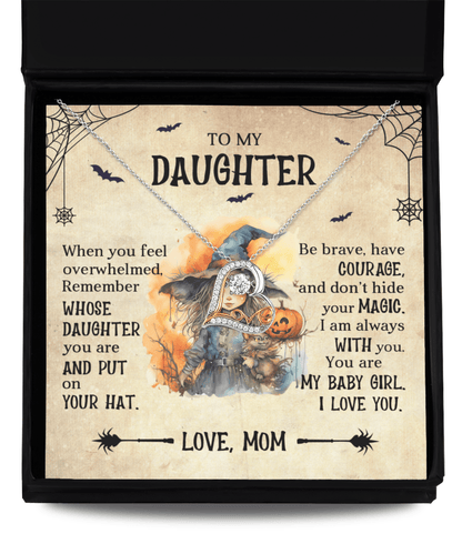 Daughter Halloween Inspired - Put Your Hat On and Don't Hide Your Magic Love Dancing Heart Necklace - Mallard Moon Gift Shop
