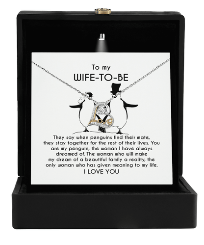 To My Wife-to-be You Are My Penguin Love Dancing Heart Pendant Necklace - Mallard Moon Gift Shop