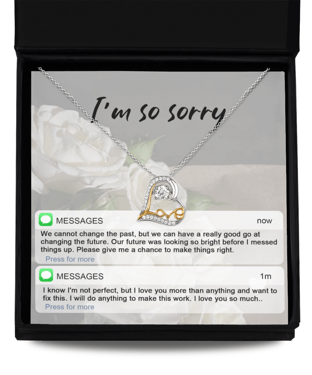 Apology Gift for Girlfriend, Wife, Soulmate - Sorry, I'm Not Perfect - Love Heart Pendant Necklace - Mallard Moon Gift Shop