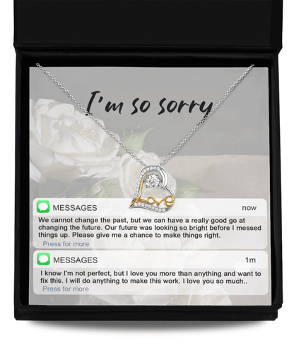 Apology Gift for Girlfriend, Wife, Soulmate - Sorry, I'm Not Perfect - Love Heart Pendant Necklace - Mallard Moon Gift Shop