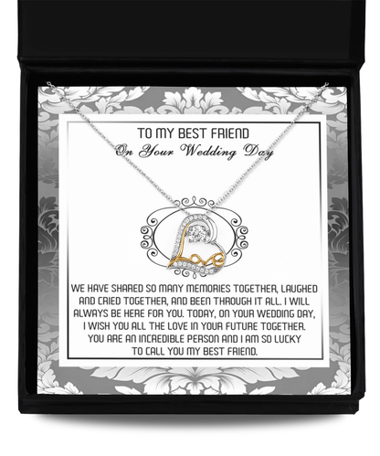 Best Friend Wedding Day Gift - An Incredible Person - Love Dancing Heart Pendant Necklace - Mallard Moon Gift Shop