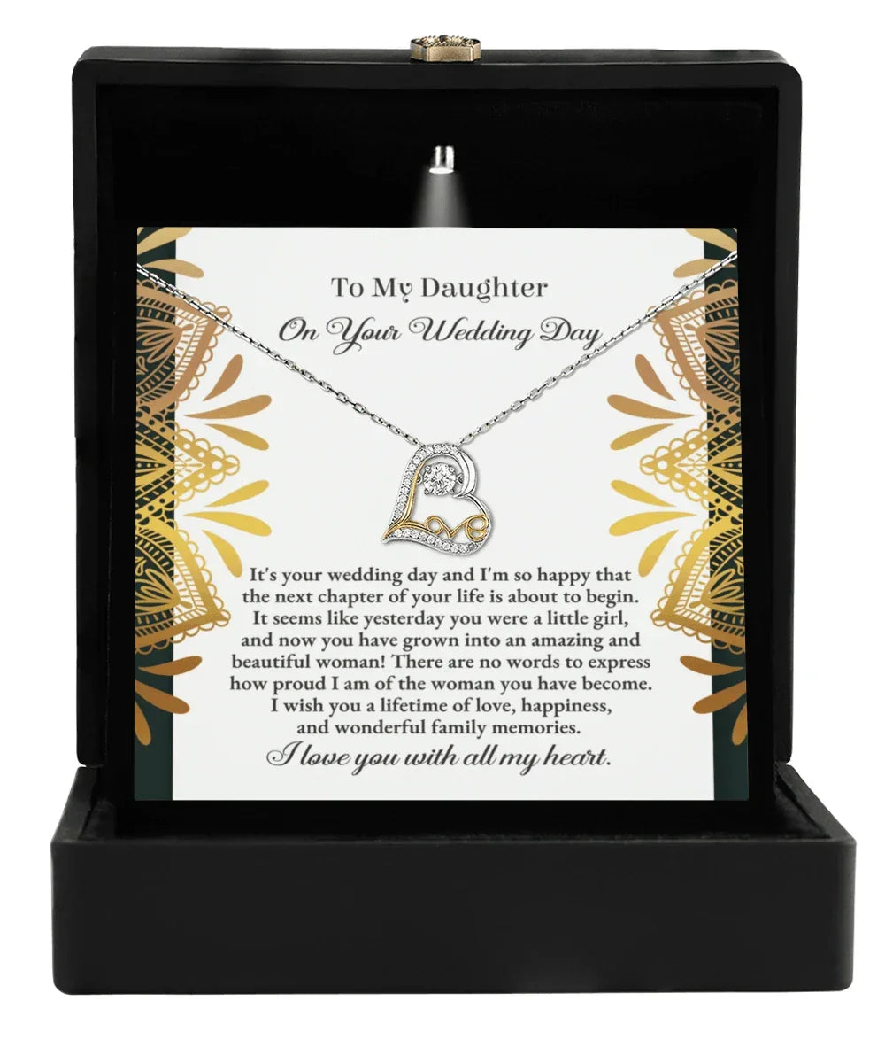 Daughter Wedding Day Gift - A Little Girl - Love Dancing Heart Pendant Necklace