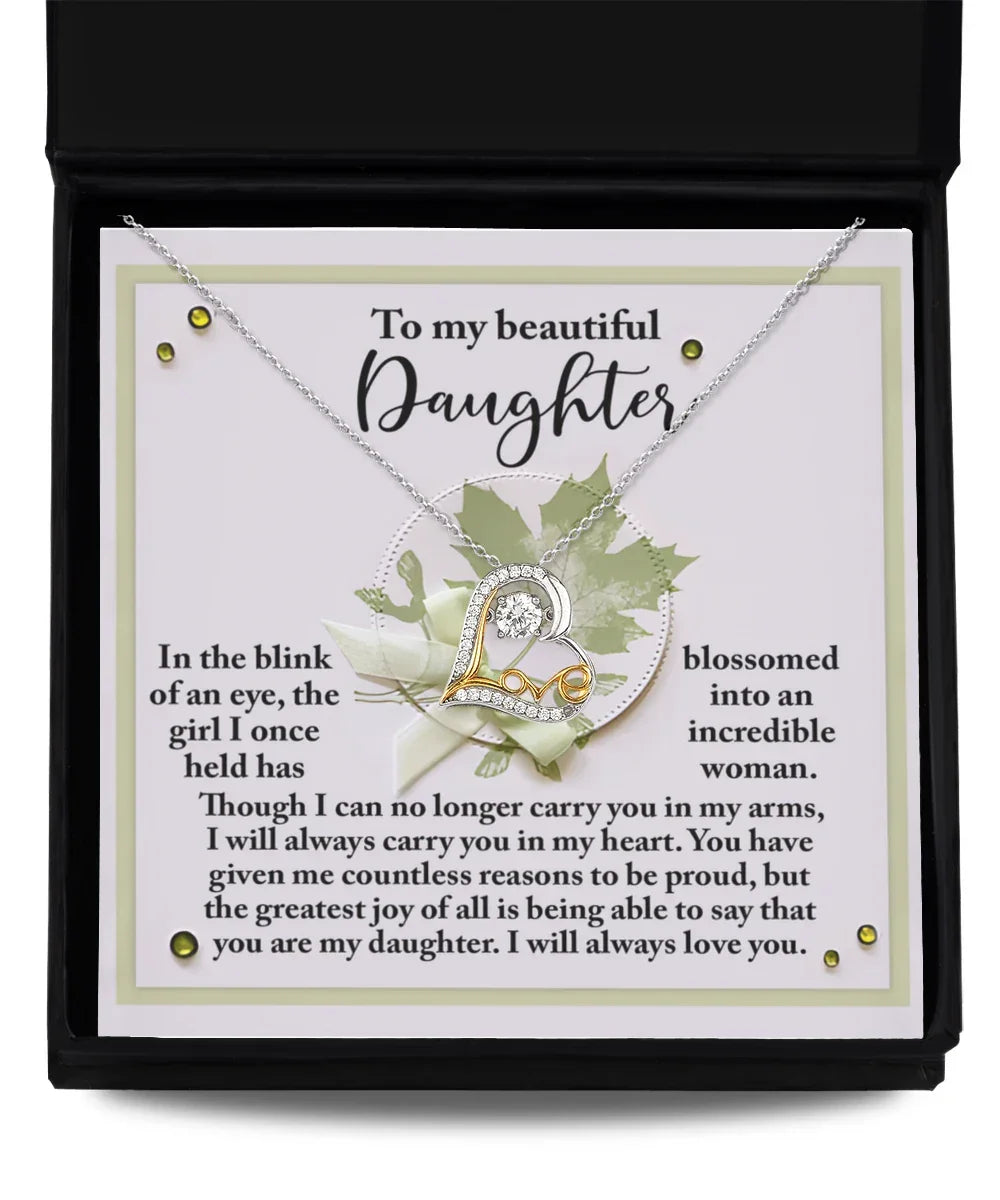 Daughter Birthday, Graduation, Christmas Inspirational Gift - Incredible Woman - Love Dancing Heart Pendant Necklace