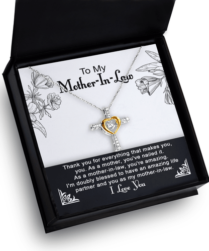 To My Mother-in-Law You Nailed It as a Mother Cross Pendant Necklace - Mallard Moon Gift Shop