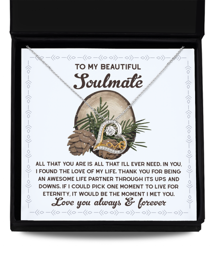Gift for Soulmate - One Moment - Love Dancing Heart Pendant Necklace - Mallard Moon Gift Shop