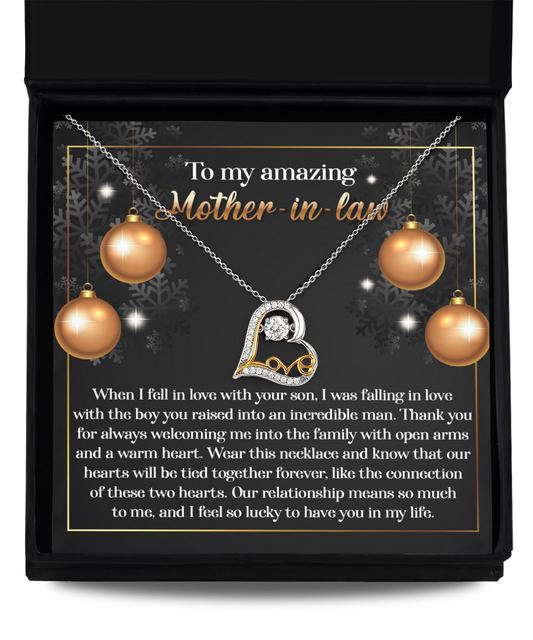 To My Amazing Mother-in-law - These Two Hearts - Love Dancing Heart Pendant Necklace - Mallard Moon Gift Shop