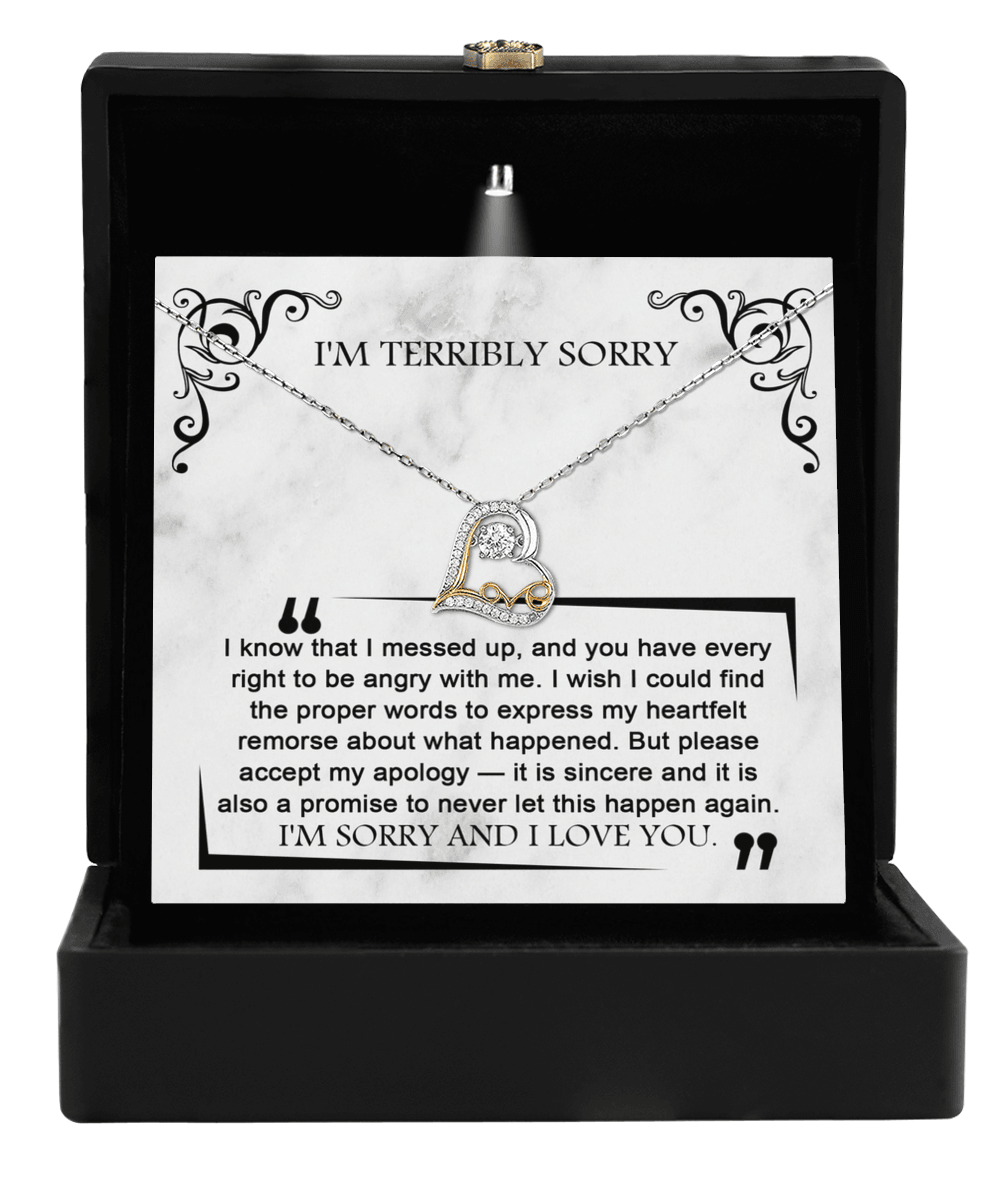 Apology Gift for Girlfriend, Wife, Soulmate - Sorry, Angry With Me - Love Dancing Heart Pendant Necklace - Mallard Moon Gift Shop