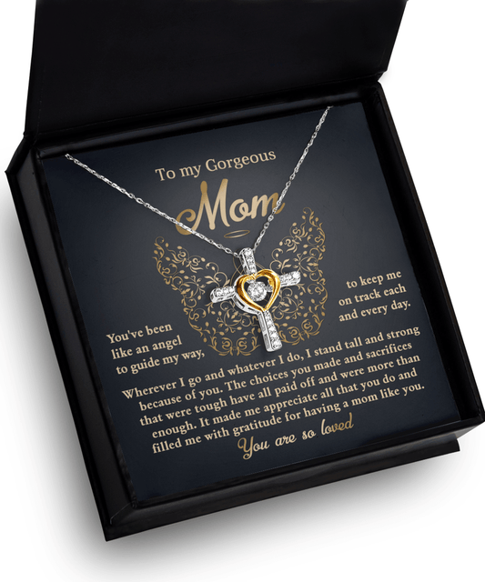 To My Mom You Are Like An Angel To Guide My Way Cross Pendant Necklace - Mallard Moon Gift Shop
