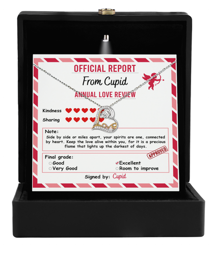 Cupid’s Official Love Report - Love Dancing Heart Necklace – A Fun and Heartfelt Valentine’s Day Gift - Mallard Moon Gift Shop