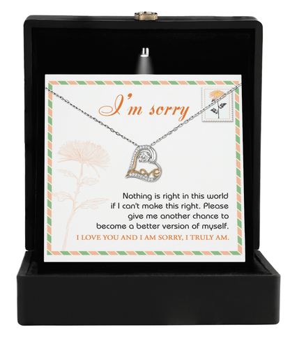 Apology Gift for Girlfriend, Wife, Soulmate - Sorry, Another Chance - Love Heart Pendant Necklace - Mallard Moon Gift Shop