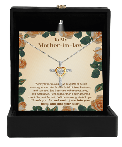 Gift for Mother-in-Law Thank You for Raising an Amazing Woman Cross Pendant Necklace - Mallard Moon Gift Shop