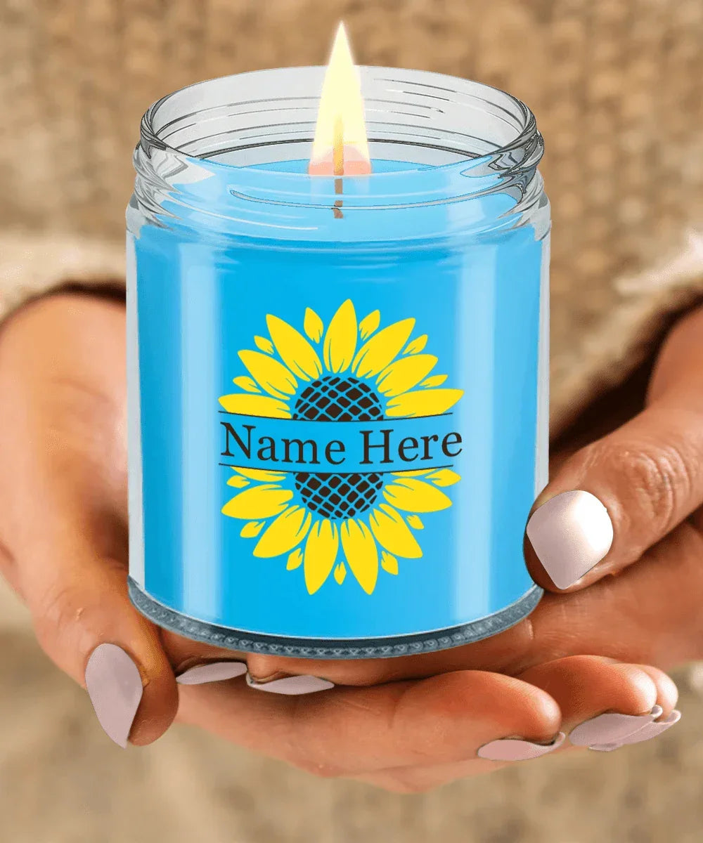 Sunflower Monogram Soy Scented Container Jar Candle
