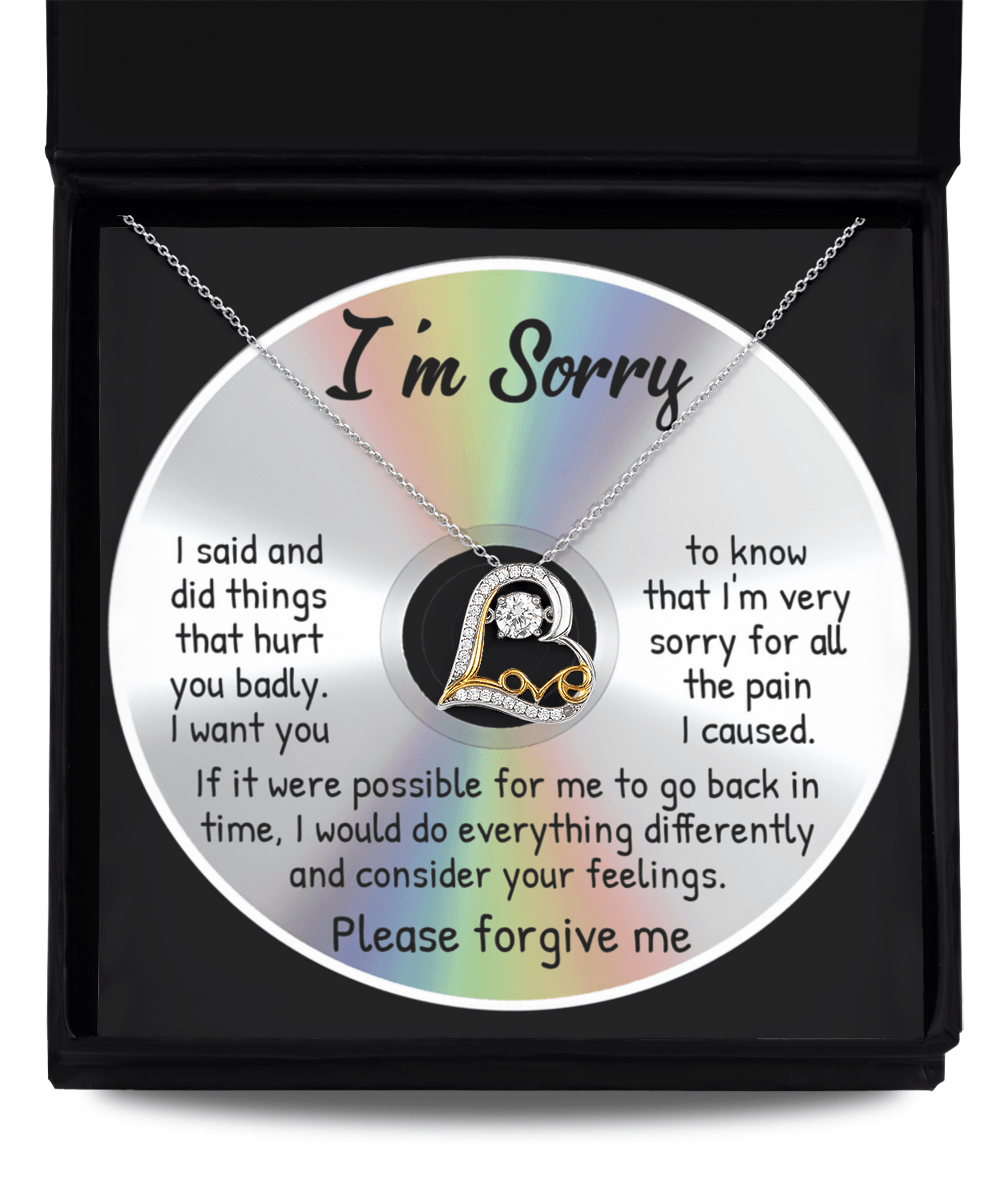 Apology Gift for Girlfriend, Wife, Soulmate - Sorry, Back In Time - Love Dancing Heart Pendant Necklace - Mallard Moon Gift Shop