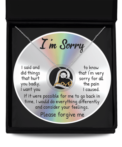 Apology Gift for Girlfriend, Wife, Soulmate - Sorry, Back In Time - Love Dancing Heart Pendant Necklace - Mallard Moon Gift Shop