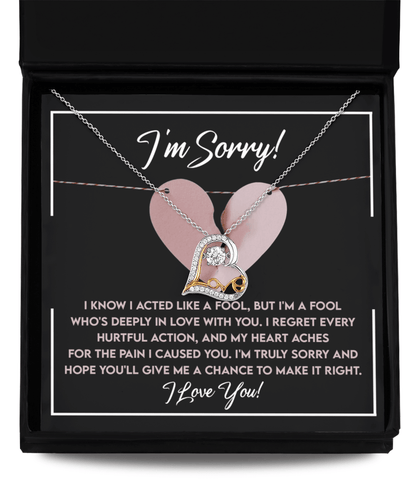 Apology Gift for Girlfriend, Wife, Soulmate - Sorry, Deeply In Love - Love Dancing Heart Pendant Necklace - Mallard Moon Gift Shop