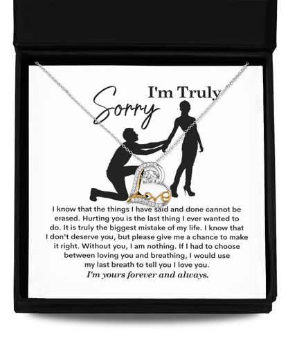 Apology Gift for Girlfriend, Wife - Sorry, My Last Breath - Love Heart Pendant Necklace - Mallard Moon Gift Shop
