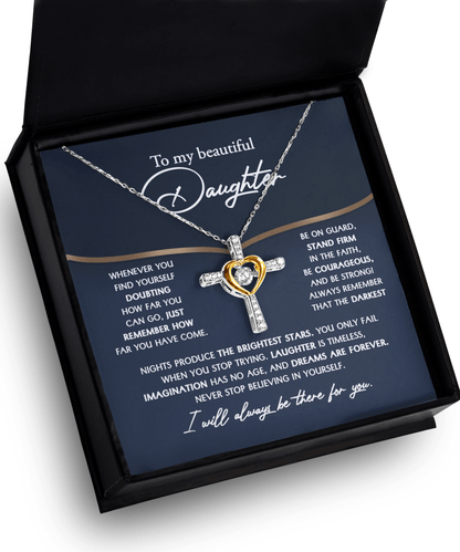 Daughter Gift for Birthday, Graduation, Christmas - Brightest Stars - Cross Pendant Necklace - Mallard Moon Gift Shop