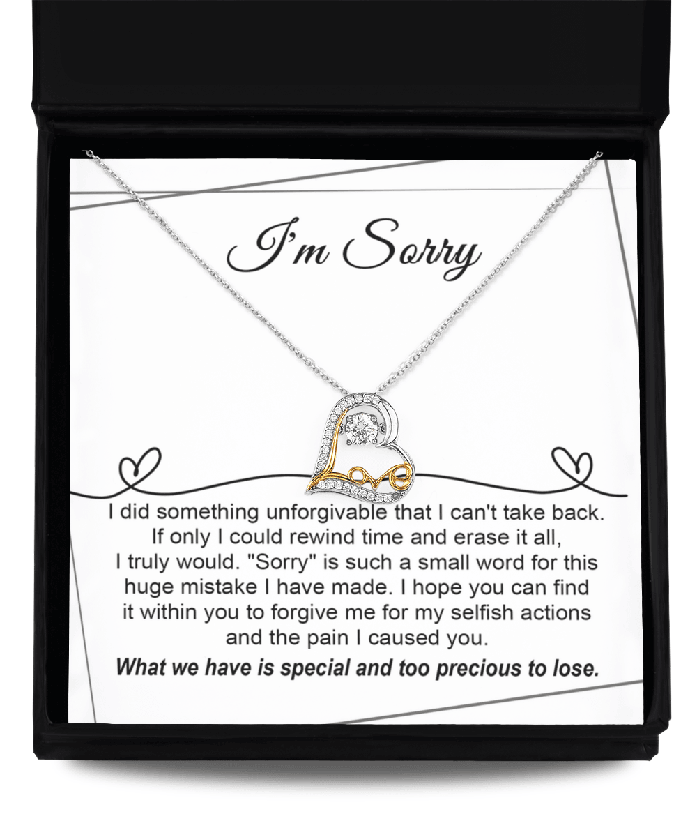 Apology Gift for Girlfriend, Wife, Soulmate - I'm Sorry, Forgive Me for the Pain I Caused You  - Love Heart Pendant Necklace - Mallard Moon Gift Shop
