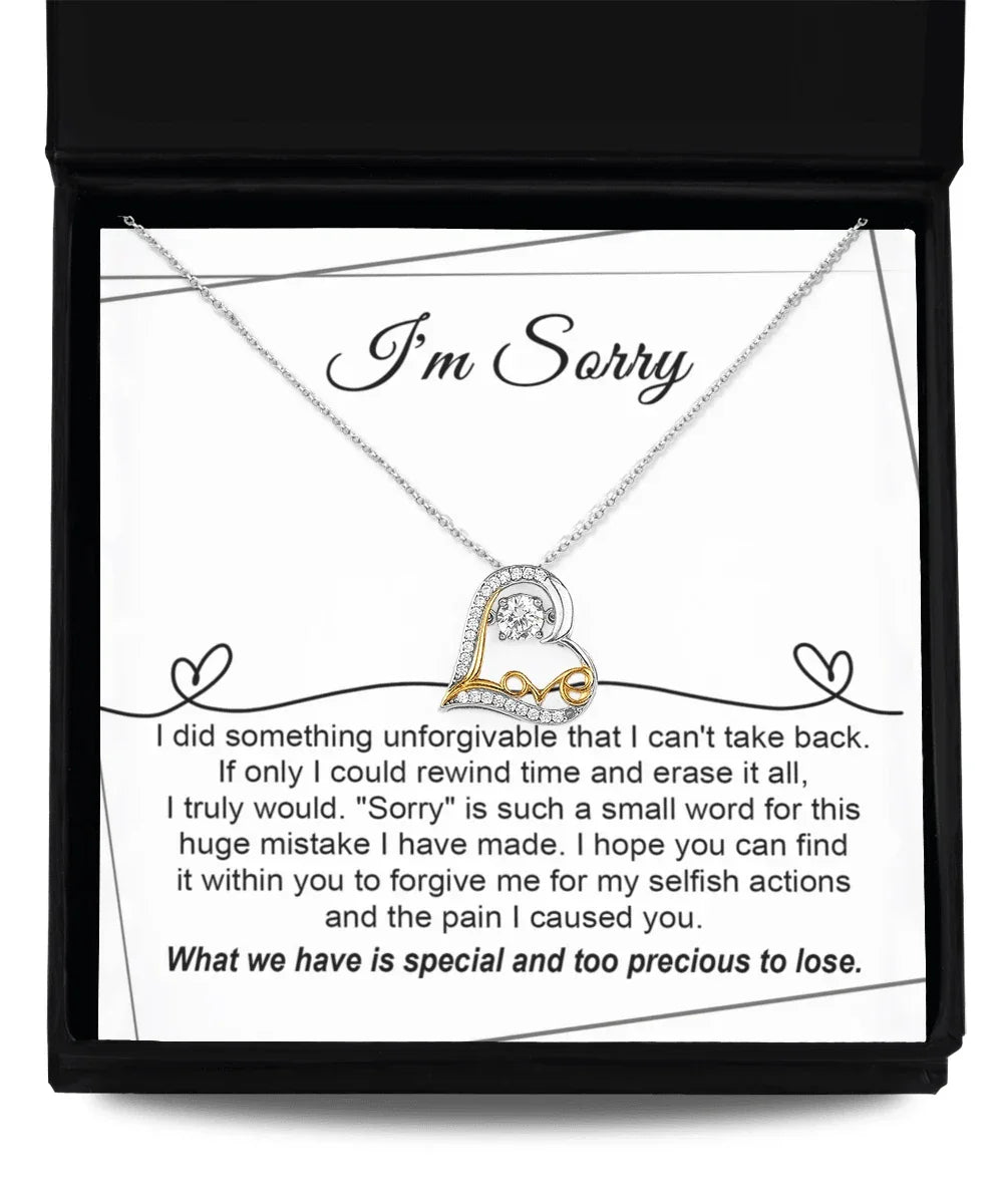 Apology Gift for Girlfriend, Wife, Soulmate - I'm Sorry, Forgive Me for the Pain I Caused You - Love Heart Pendant Necklace