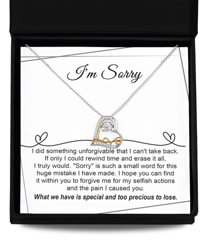 Apology Gift for Girlfriend, Wife, Soulmate - I'm Sorry, Forgive Me for the Pain I Caused You  - Love Heart Pendant Necklace - Mallard Moon Gift Shop
